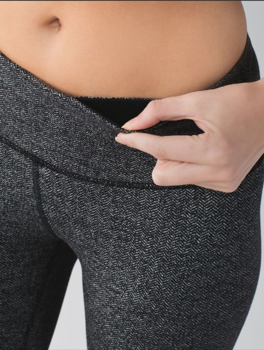 Lululemon Wunder Under Pant Heathered Herringbone Heathered Black Warm Legging 6